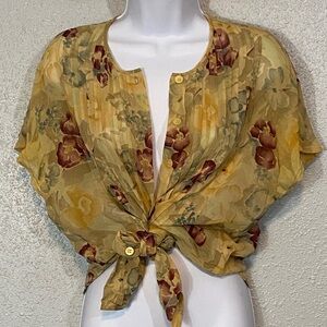VNTG Francess Erita 100% Silk Fairycore Pin Tuck Floral Blouse